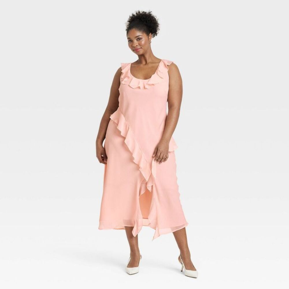 A New Day - Women's Ruffle Slip Dress - A New Day Light Pink X Pink